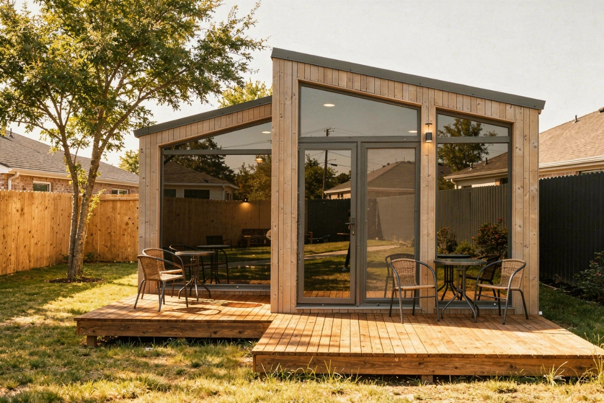 Modern backyard accessory dwelling unit in Dallas by Go ADU Dallas