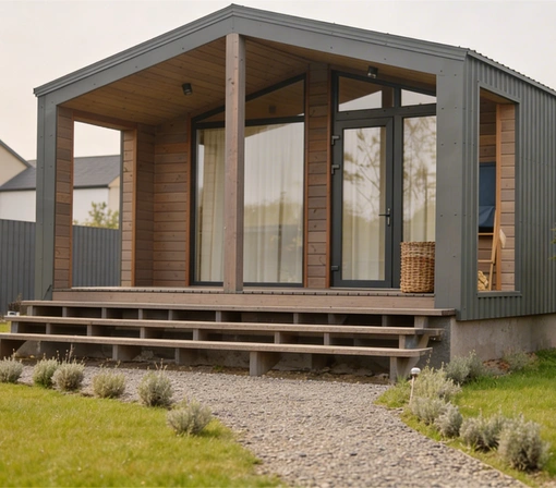 Custom detached ADU with wooden deck in Dallas by Go ADU Dallas